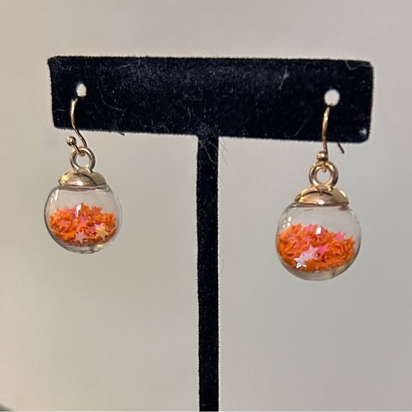 Orange Wishing Ball Earrings - Picture 3 of 6